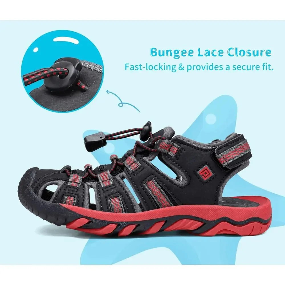 DREAM PAIRS Boys Athletic Sandals Black/Red Size 10